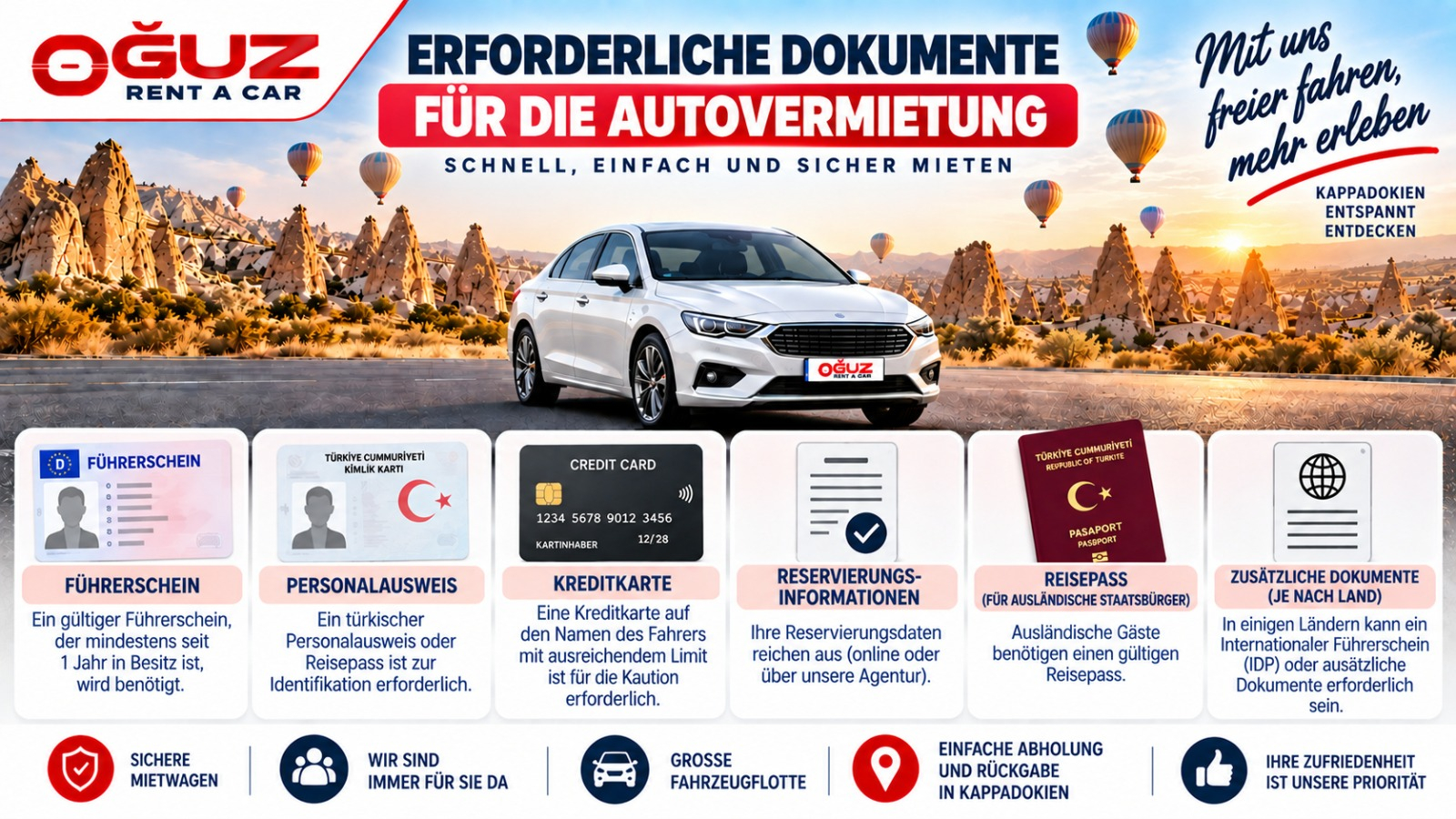 Erforderliche Dokumente für die Autovermietung